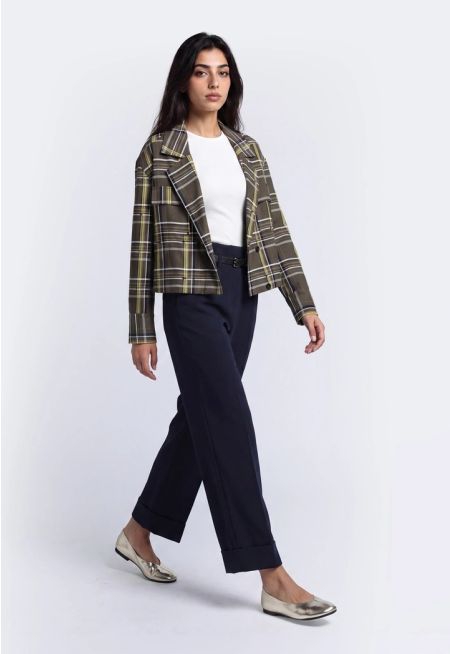 Folded Hem Belted Trousers