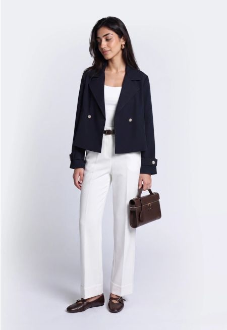 Folded Hem Belted Trousers