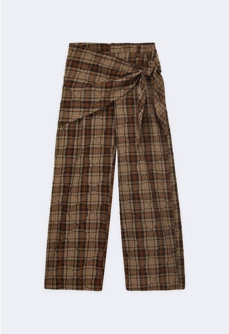 Checkered Pants with Wrap Overlay