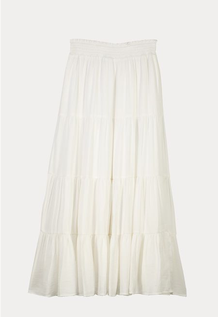 Tiered Elasticated Waist Maxi Skirt