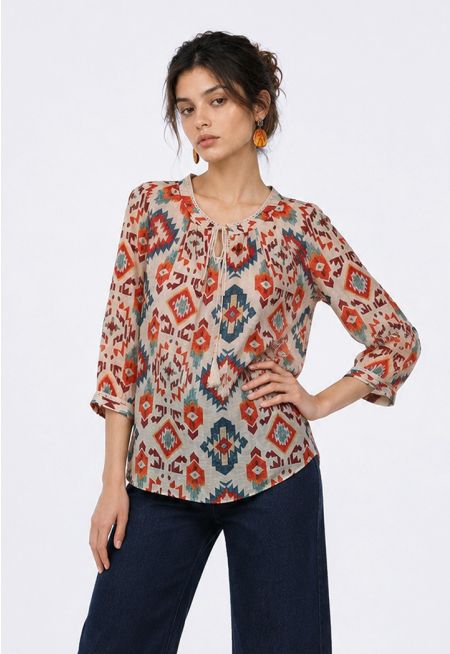 Geometric Print Blouse
