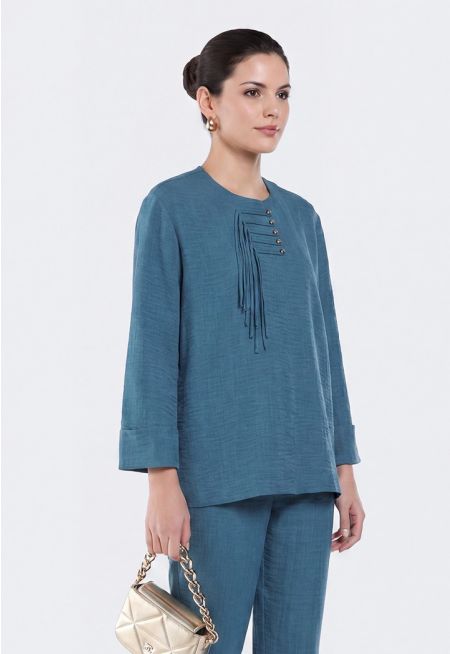 Solid Crinkled Blouse
