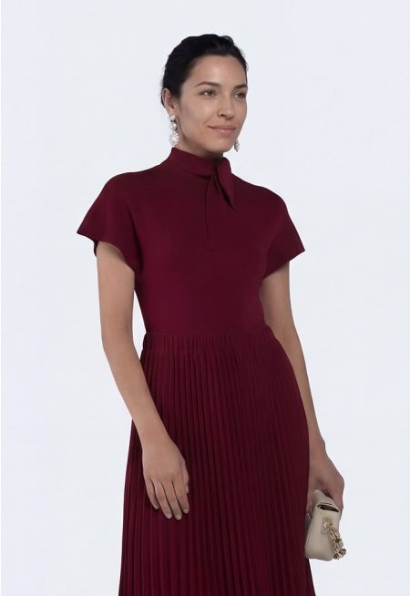 Tie Neck Knitted Tunic Top