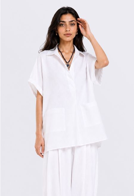 Continuous Short Sleeves Linen Tunic
