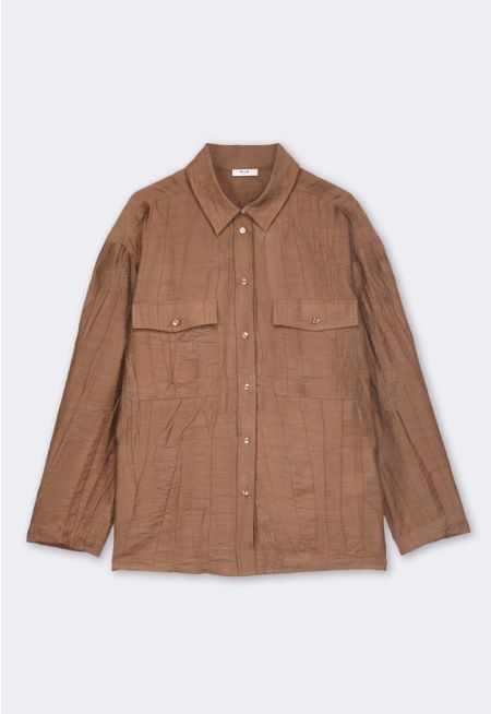 Crinkled Embroidered Shirt (2PCS)