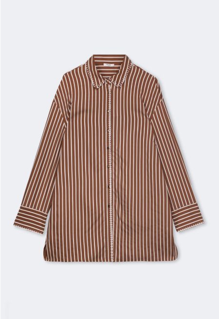Striped Stitch Embellished Shirt