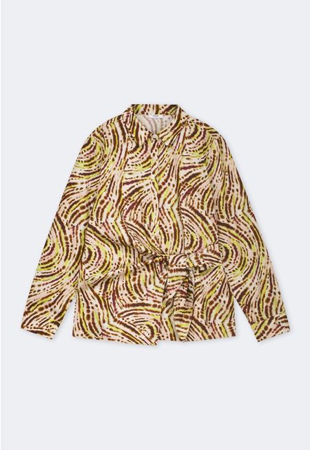 Side Tie Printed Shirt