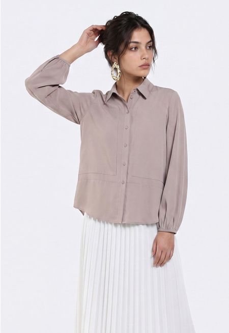 Solid Patched Shirt