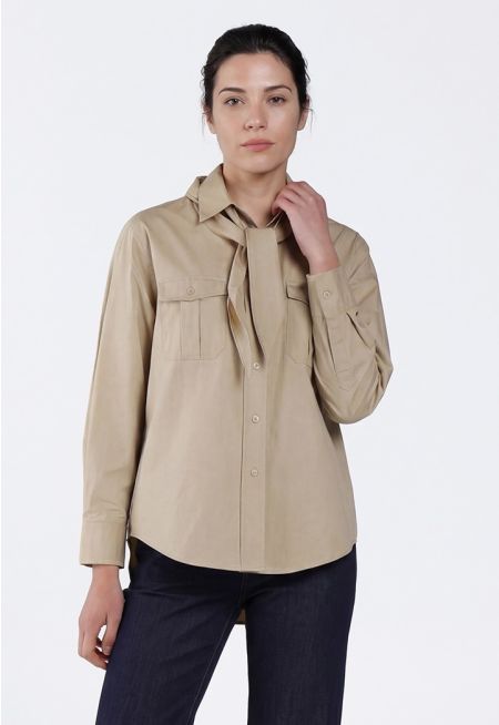 Shirt with Detachable Tie