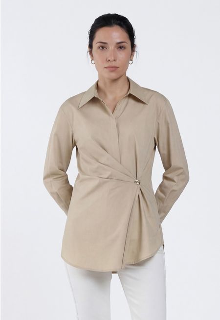 Solid Wrap Front Shirt