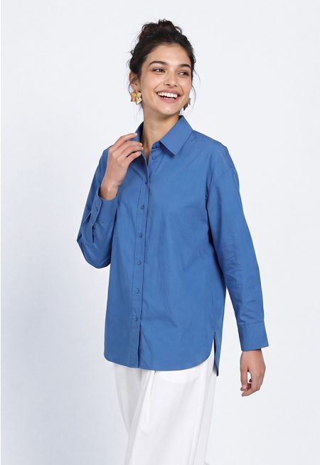 Drop Shoulder Solid Shirt