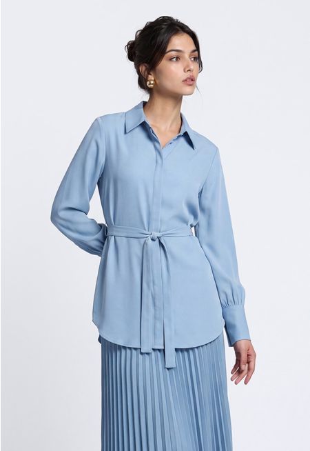 Regular Fit Belted Shirt