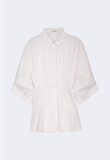 Gathered Waist Pleated Shirt