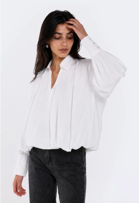 Bubble-Hem High-Low Blouse