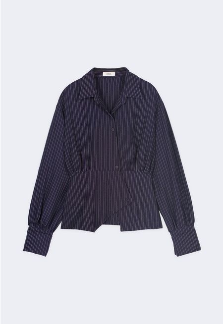 Lurex Striped Asymmetrical Shirt