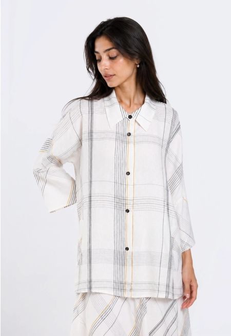 Oversized Plaid Linen Shirt