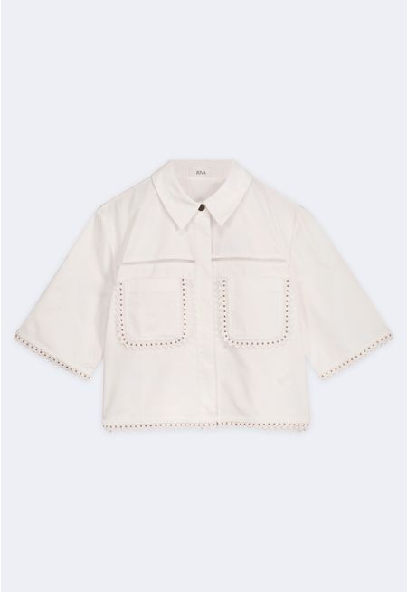 Stud Embellished Embroidered Shirt