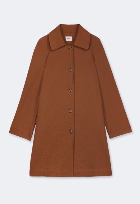 Solid Crinkled Midi Jacket