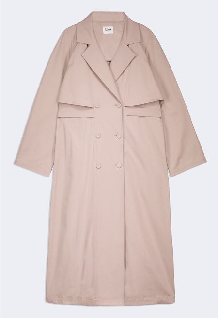 Midi Trench Coat With Attached Belt