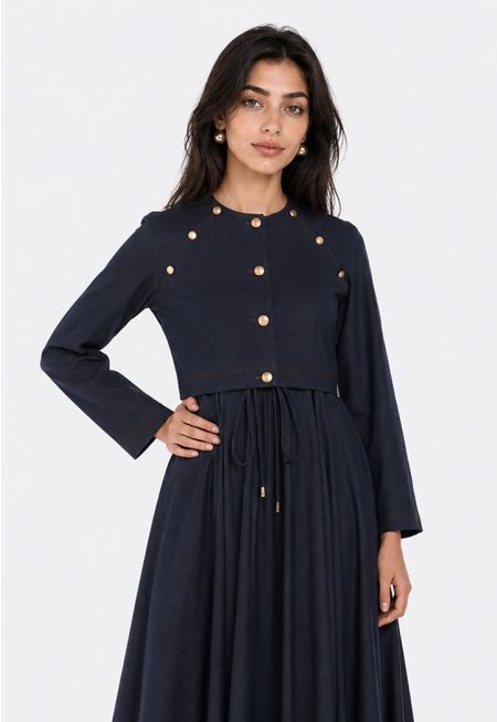 Button-Embellished Cropped Jacket