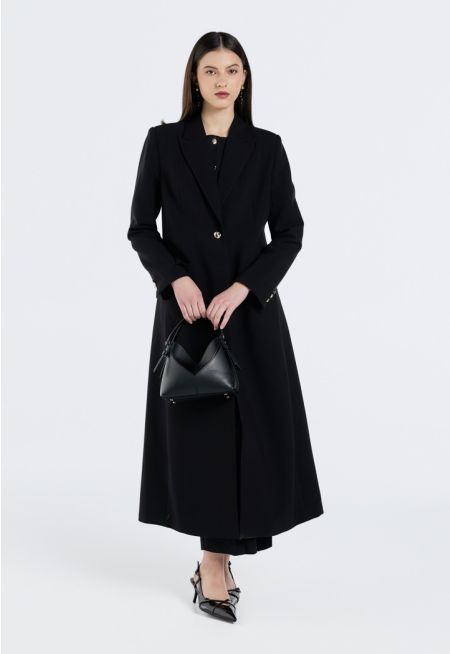 Solid Notched Collar Coat