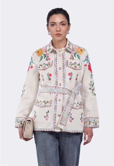Colorful Embroidered Denim Jacket