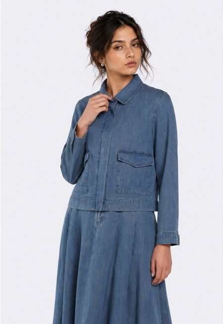 Zip-Up Denim Jacket