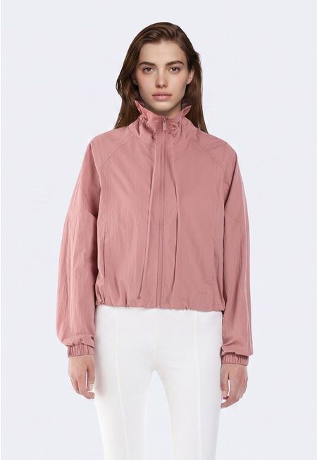 Solid Drawstring Hem Track Jacket