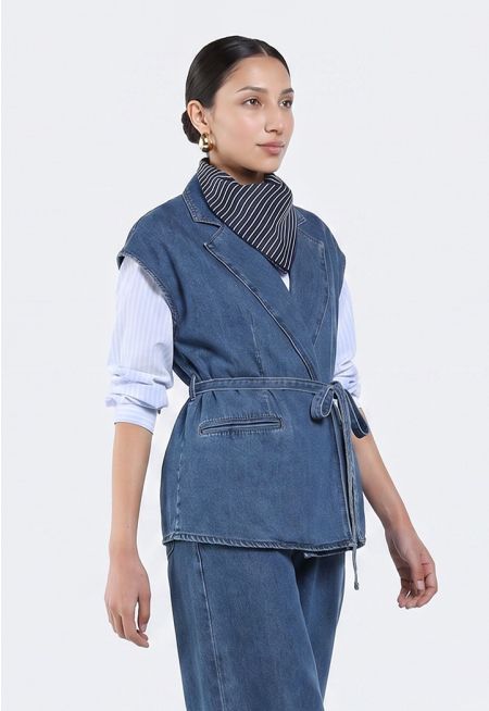 Belted Denim Vest