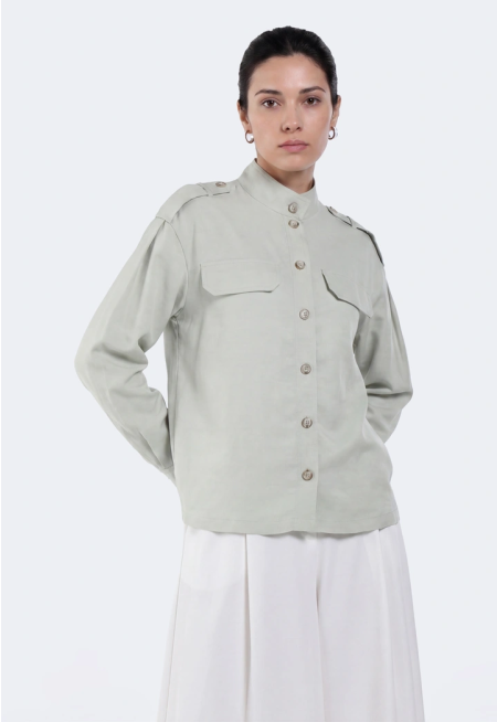 Solid Button-Up Jacket