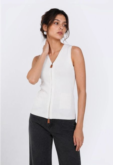 Zip-Up Knitted Vest