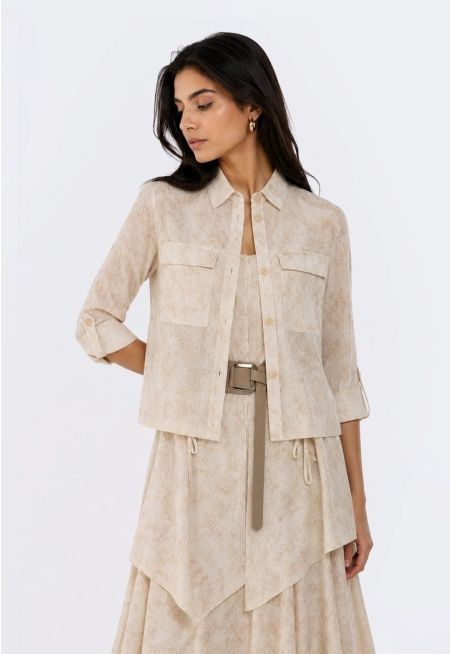 Printed Drawstring-Hem Jacket