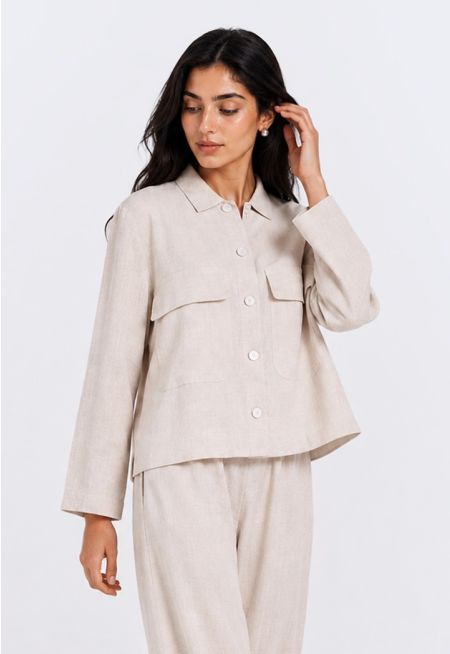 Flap-Pocket Linen Jacket