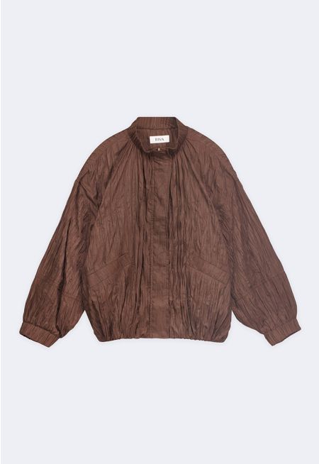 Crinkled Lined Solid Jacket