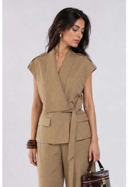 Belted Solid Vest