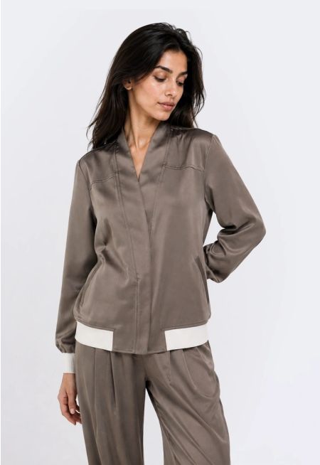 Satin Crepe High- Low Jacket
