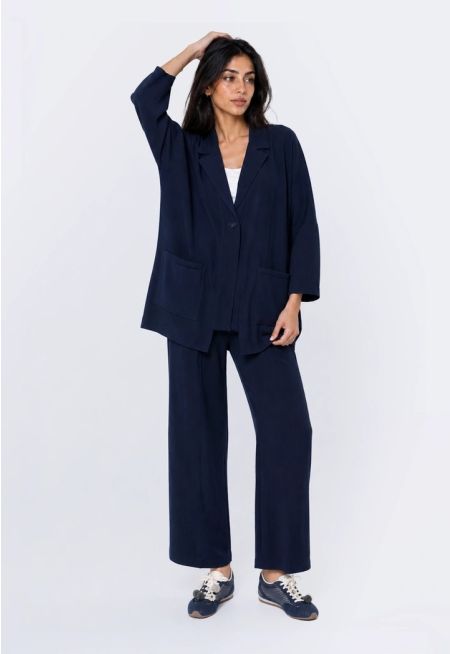 Crinkled High-Waist Trousers