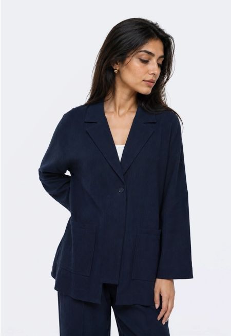 Notched Collar Crinkled Jacket