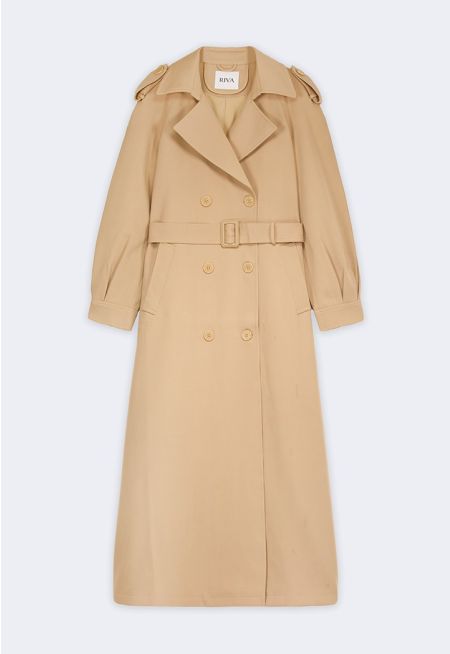 Double Breasted Long Trench Coat