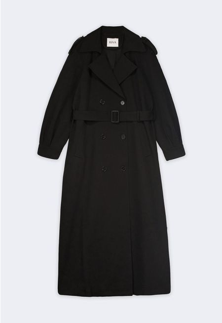 Double Breasted Long Trench Coat