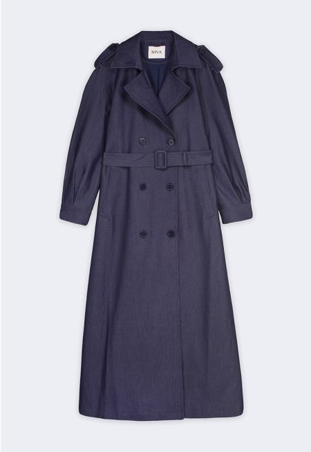 Double Breasted Long Trench Coat
