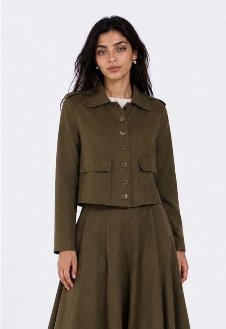 Solid Cropped Jacket
