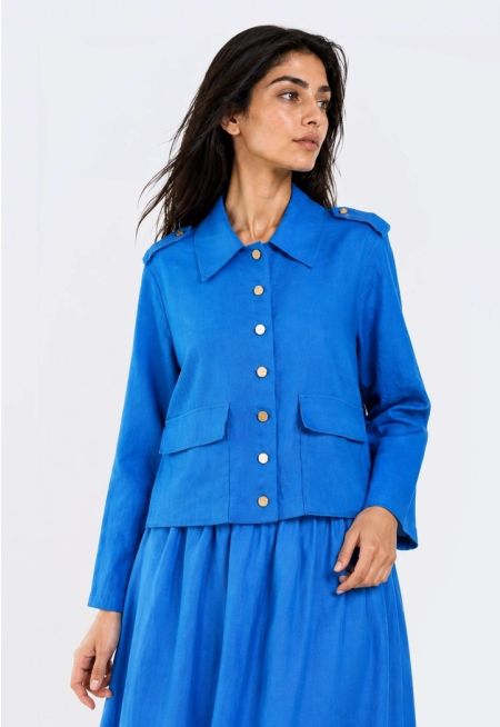 Folded Pocket Linen Jacket
