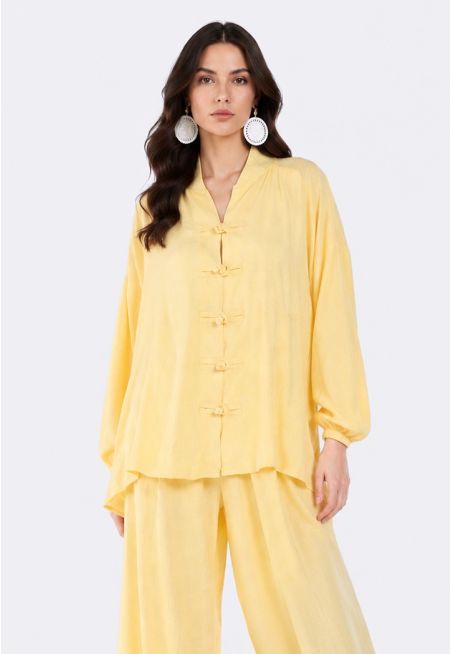 High-Low Balloon Linen Jacket