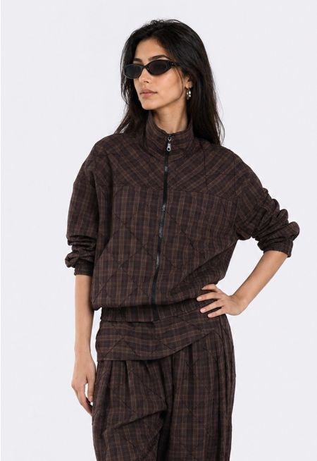 Zip-Up Checkered Jacket
