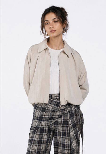 Elastic Hem Cropped Jacket