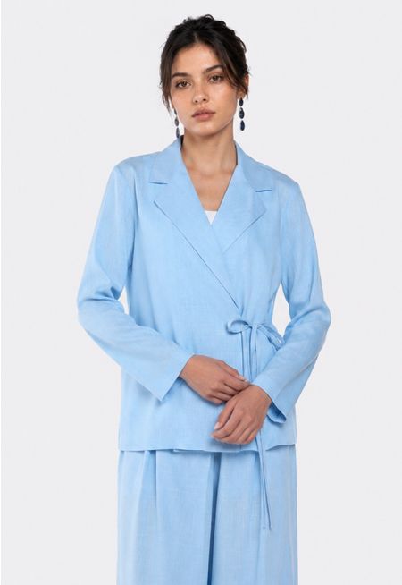 Notched Collar Linen Kimono