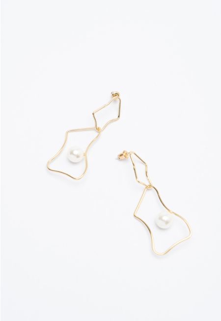 Double Drop Pearl Earrings -Sale