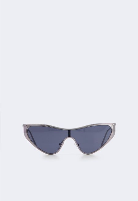 Solid Cat Eye Metallic Frame Sunglasses