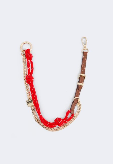 Leather, Cord, and Metal Bag Charm